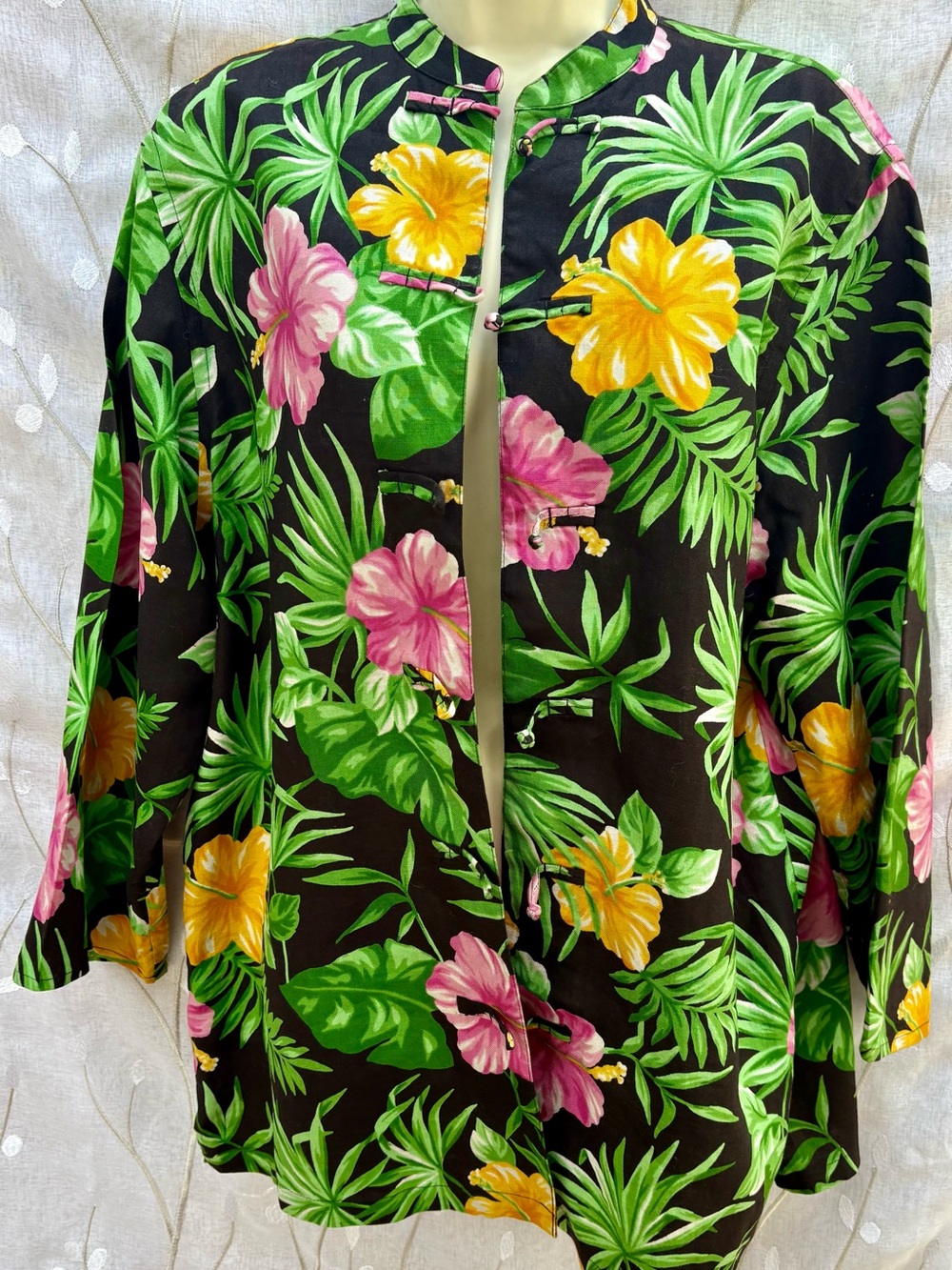 Ralph Lauren Tropical Linen  Floral 
Summer cover-up top shirt